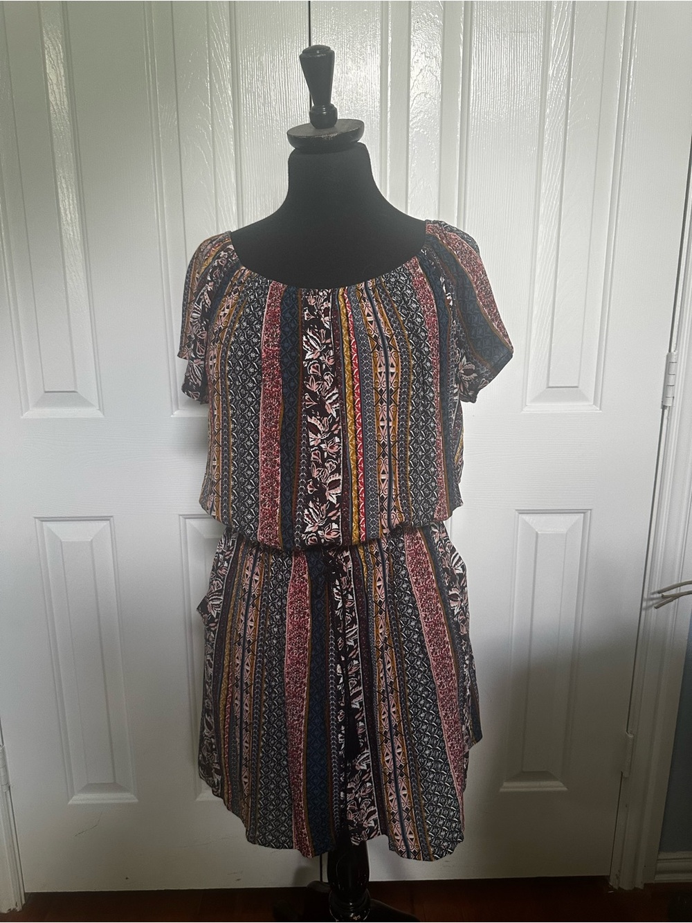 RD Style Striped Multi-Color Short Dress